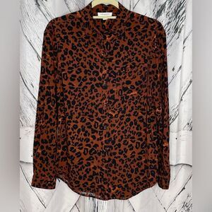 BeachLunchLounge Leopard Animal Print Button Down Shirt S